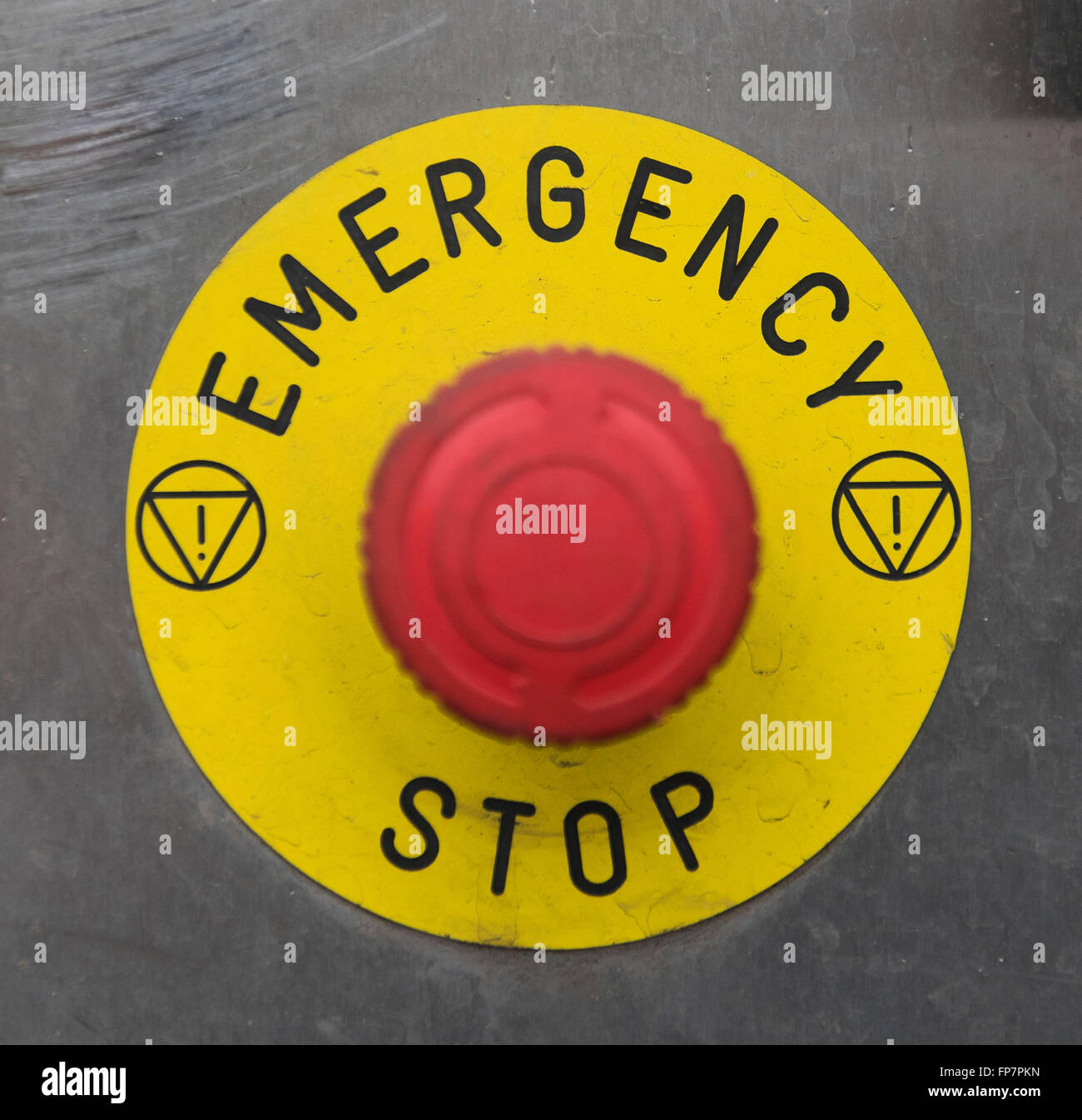 Big red emergency stop button Stock Photo