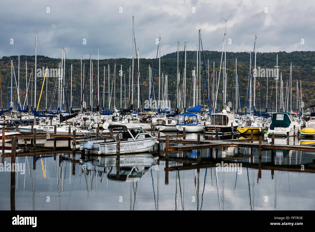Sailboats, Seneca Lake, Watkins Glen, New York, USA Stock Photo
