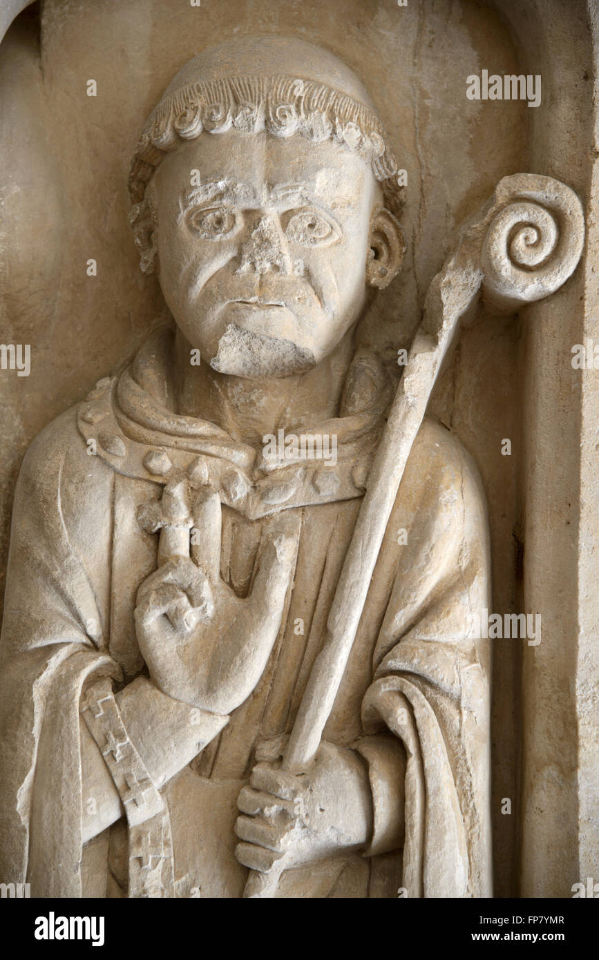 Romanesque Carving of Guillaume de Bonnieux (1204-1234) Noble and Count of Provence Cloisters Montmajour Abbey near Arles France Stock Photo
