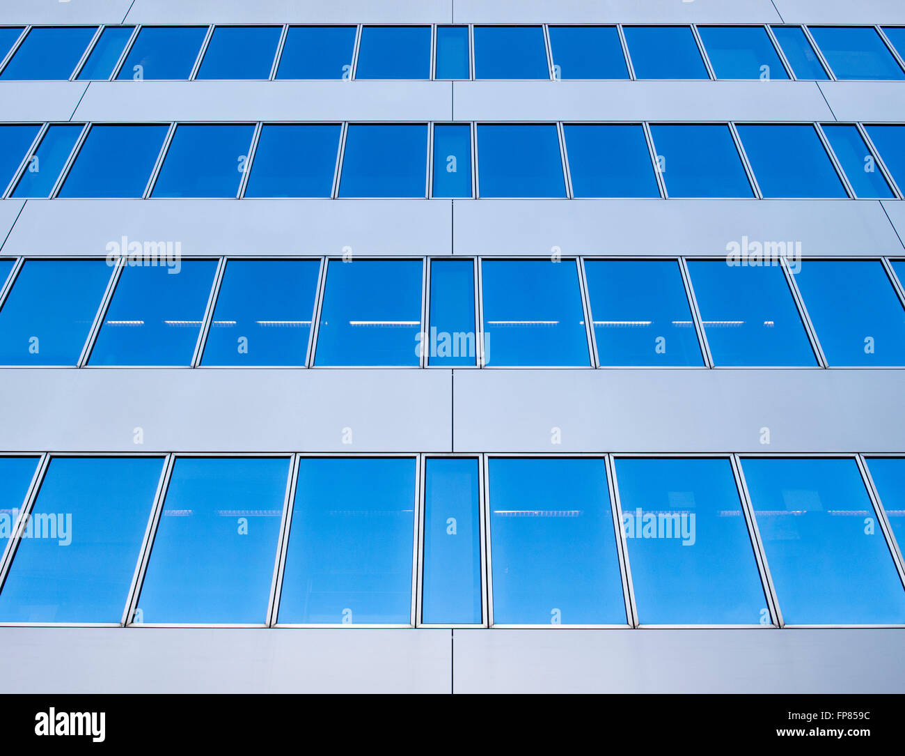 Milton Keynes office block glass windows abstract. Milton Keynes, Buckinghamshire, England Stock Photo