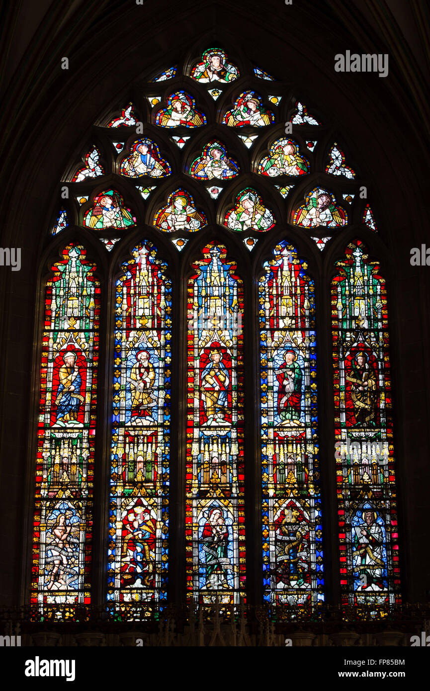 Stained Glass window in the Lady Chapel. Wells Cathedral. Somerset, England Stock Photo Alamy