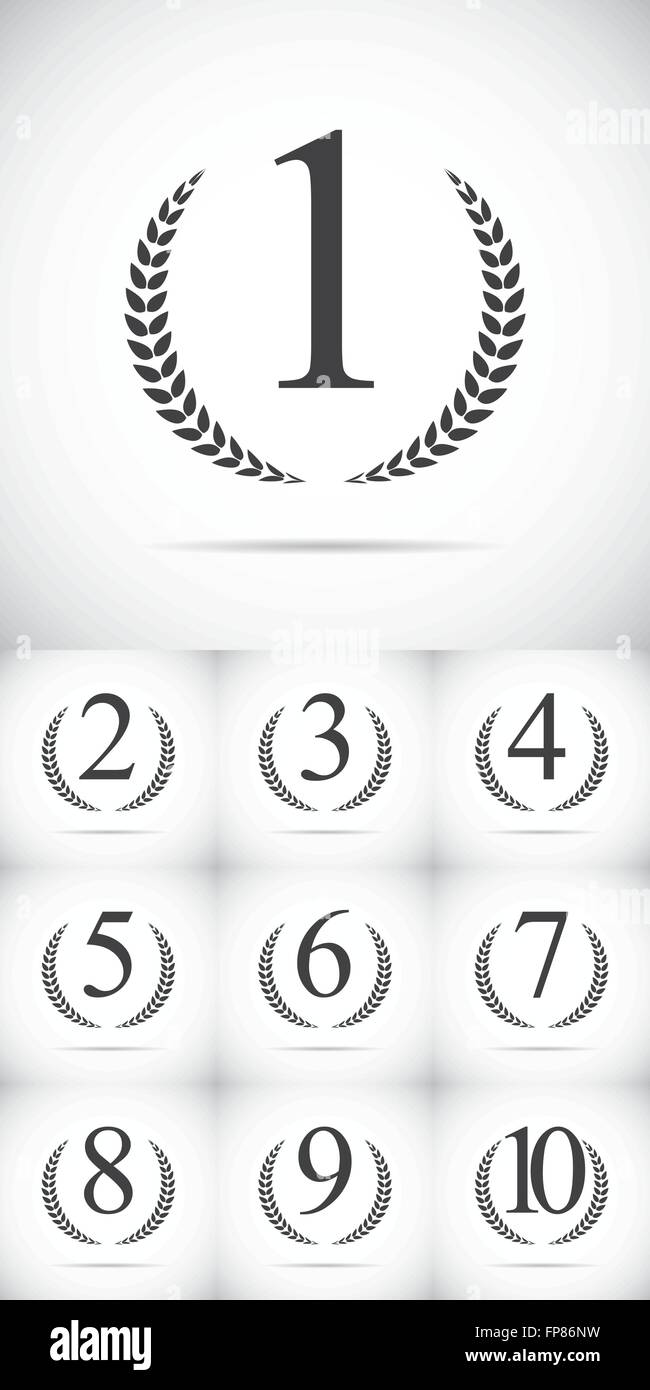 From First to Ten Place Laurel Design Label Set Vector Illustrat Stock ...