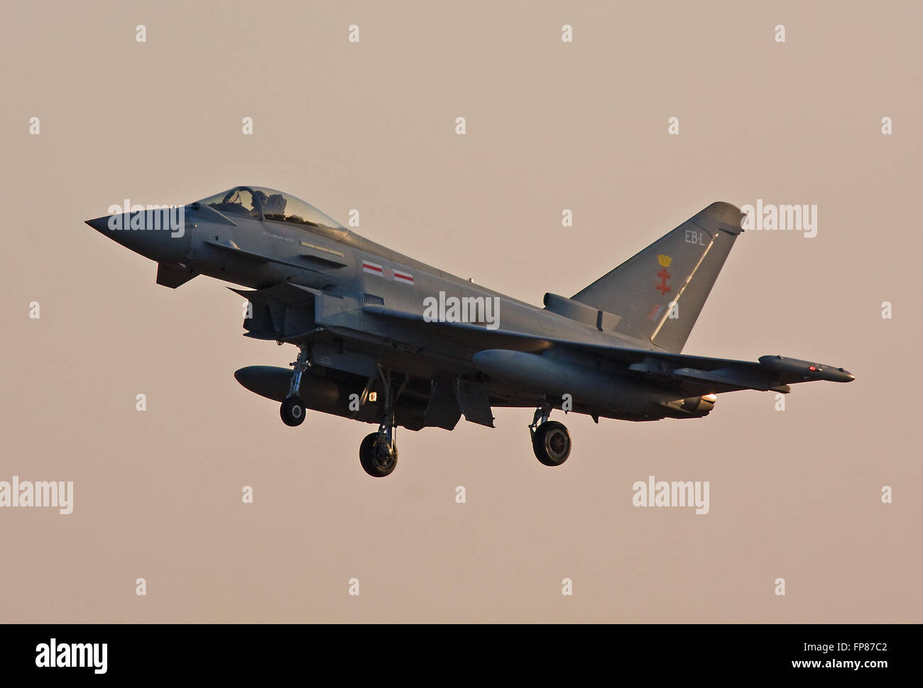 No.41(R) Squadron Typhoon landing at sunset Stock Photo