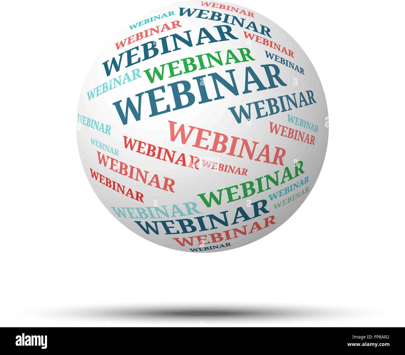 Tag cloud sphere Webinar, isolated on white background Stock Vector