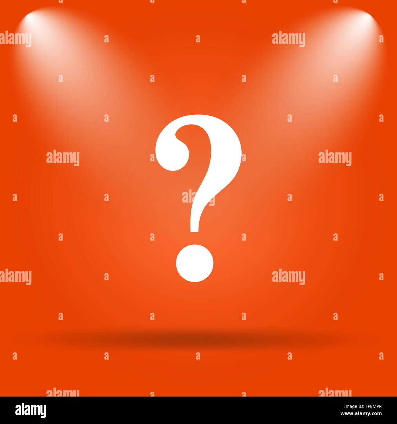 Question mark icon. Internet button on orange background Stock Photo ...