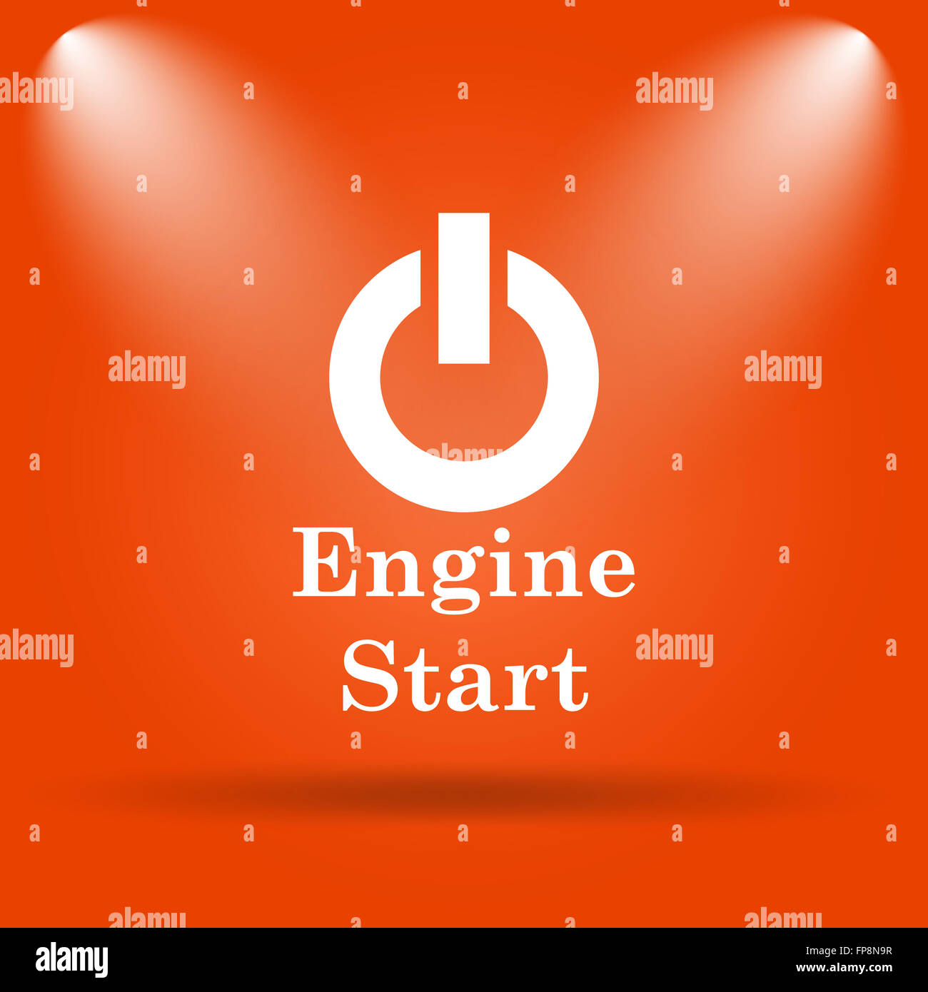 Engine start icon. Internet button on orange background Stock Photo - Alamy
