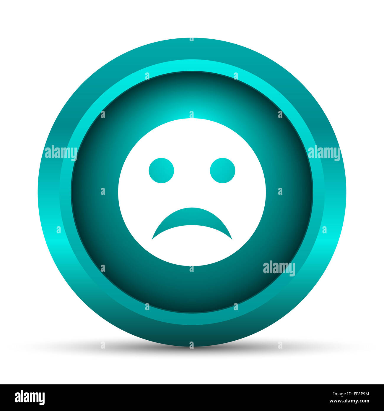 Sad smiley icon. Internet button on white background Stock Photo - Alamy