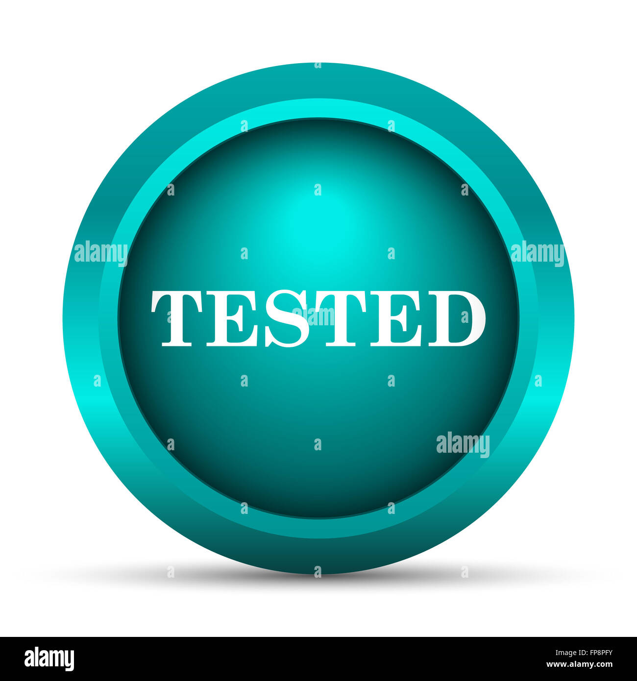 Tested icon. Internet button on white background Stock Photo - Alamy