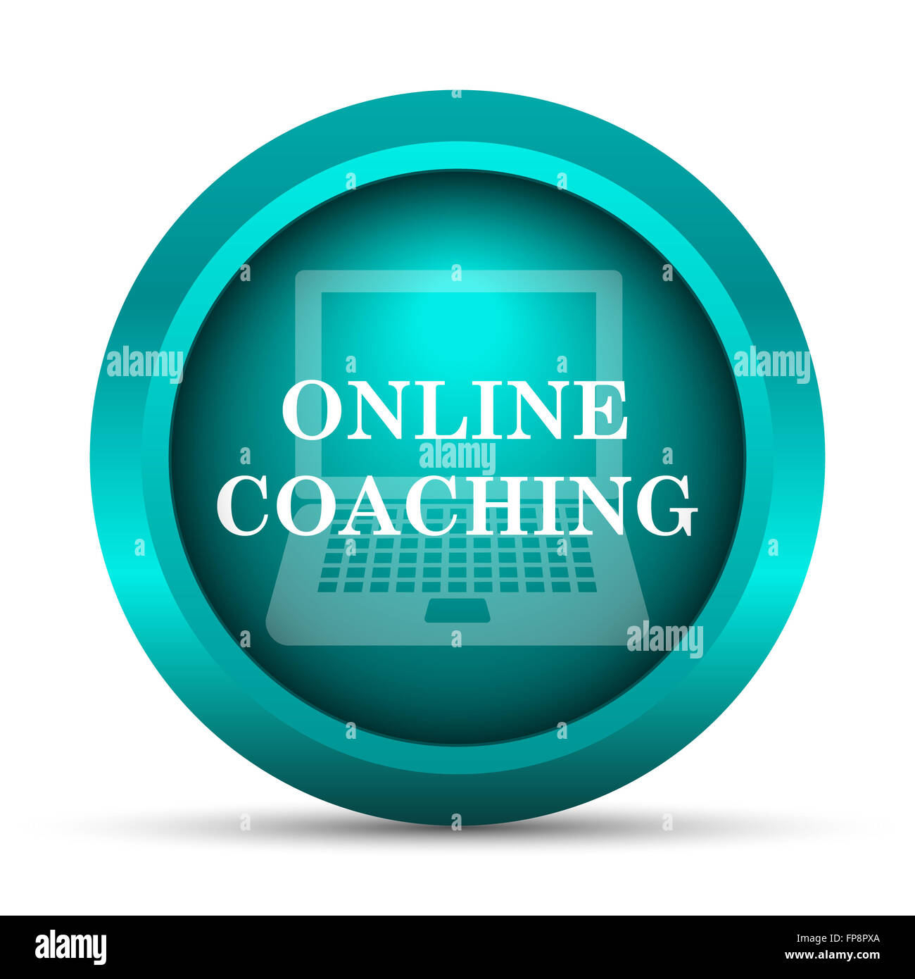 Online coaching icon. Internet button on white background Stock Photo ...