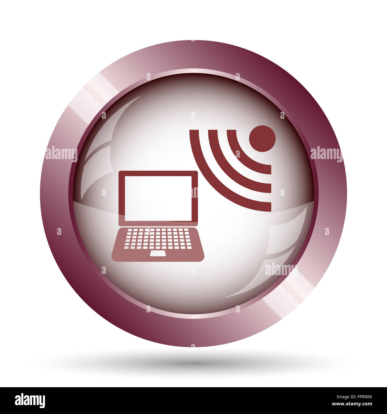 Wireless laptop icon. Internet button on white background Stock Photo ...