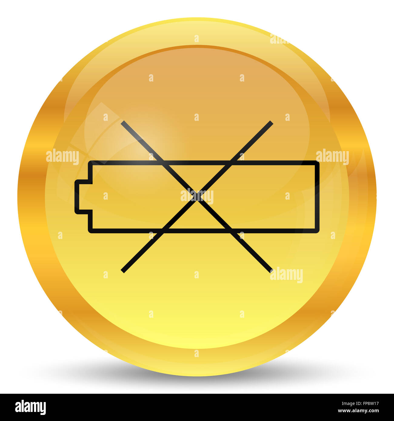Empty battery icon. Internet button on white background Stock Photo - Alamy