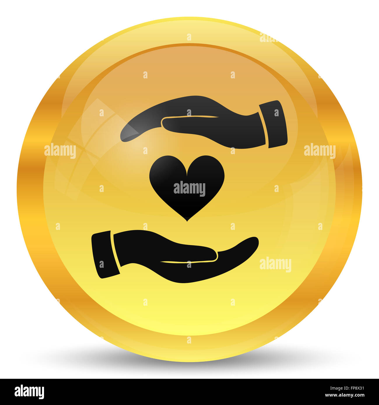 Hands holding heart icon. Internet button on white background Stock ...
