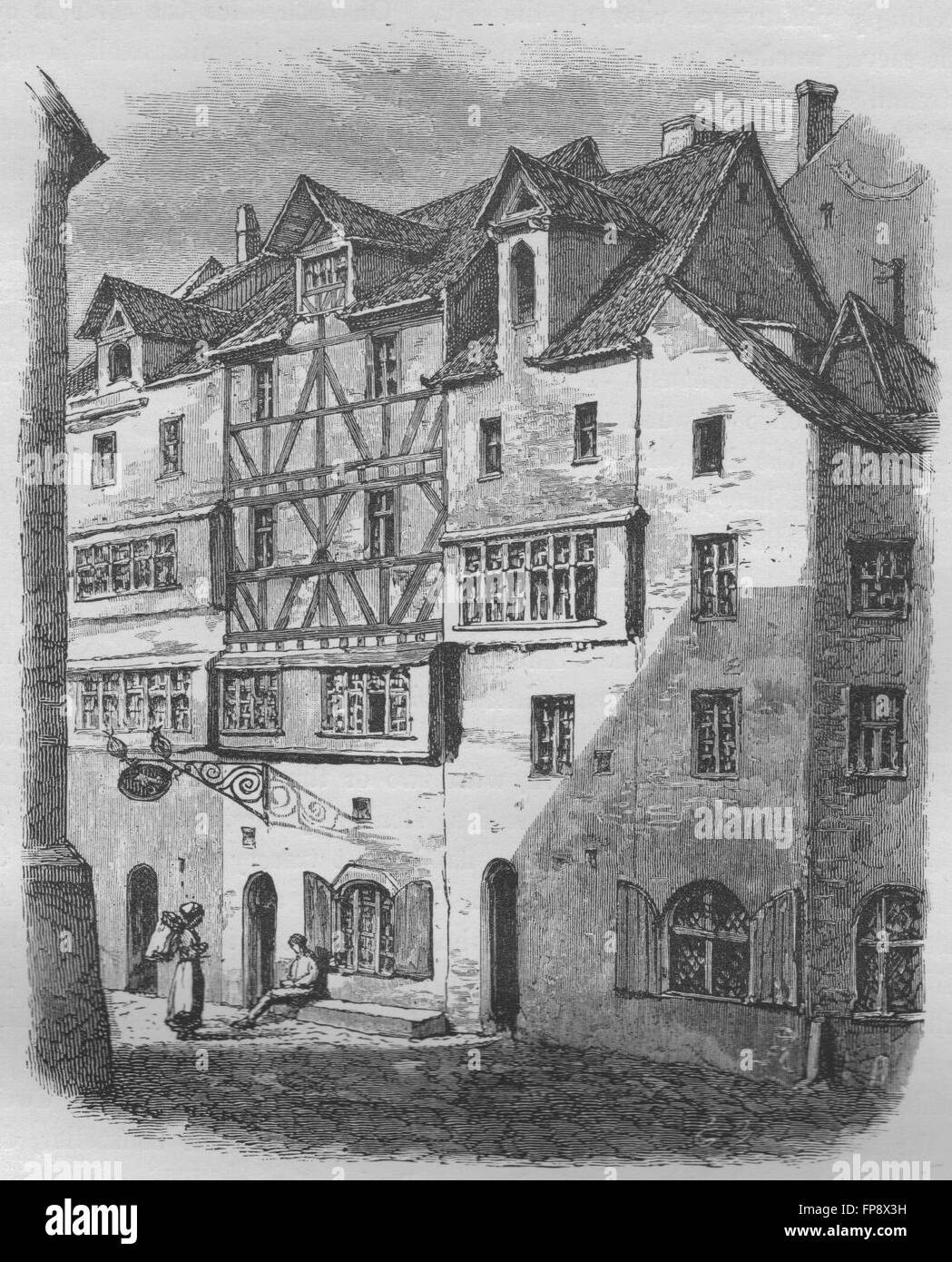 NUREMBERG: The House of Hans Sachs, antique print 1882 Stock Photo