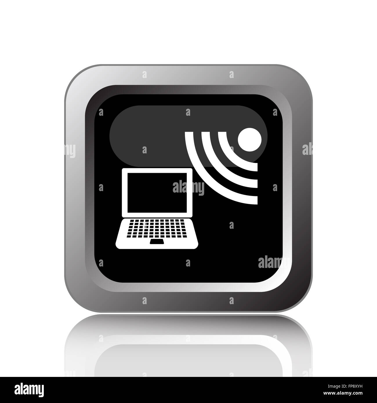 Wireless laptop icon. Internet button on white background Stock Photo ...
