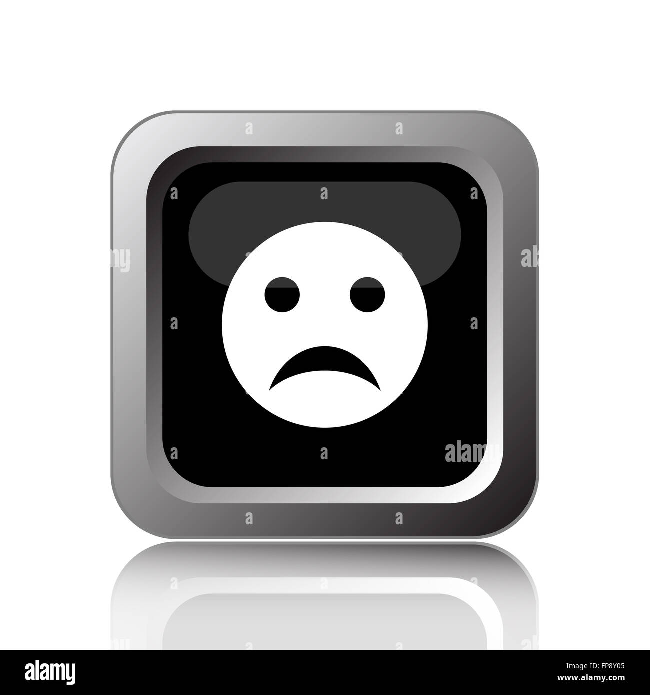 Sad smiley icon. Internet button on white background Stock Photo - Alamy