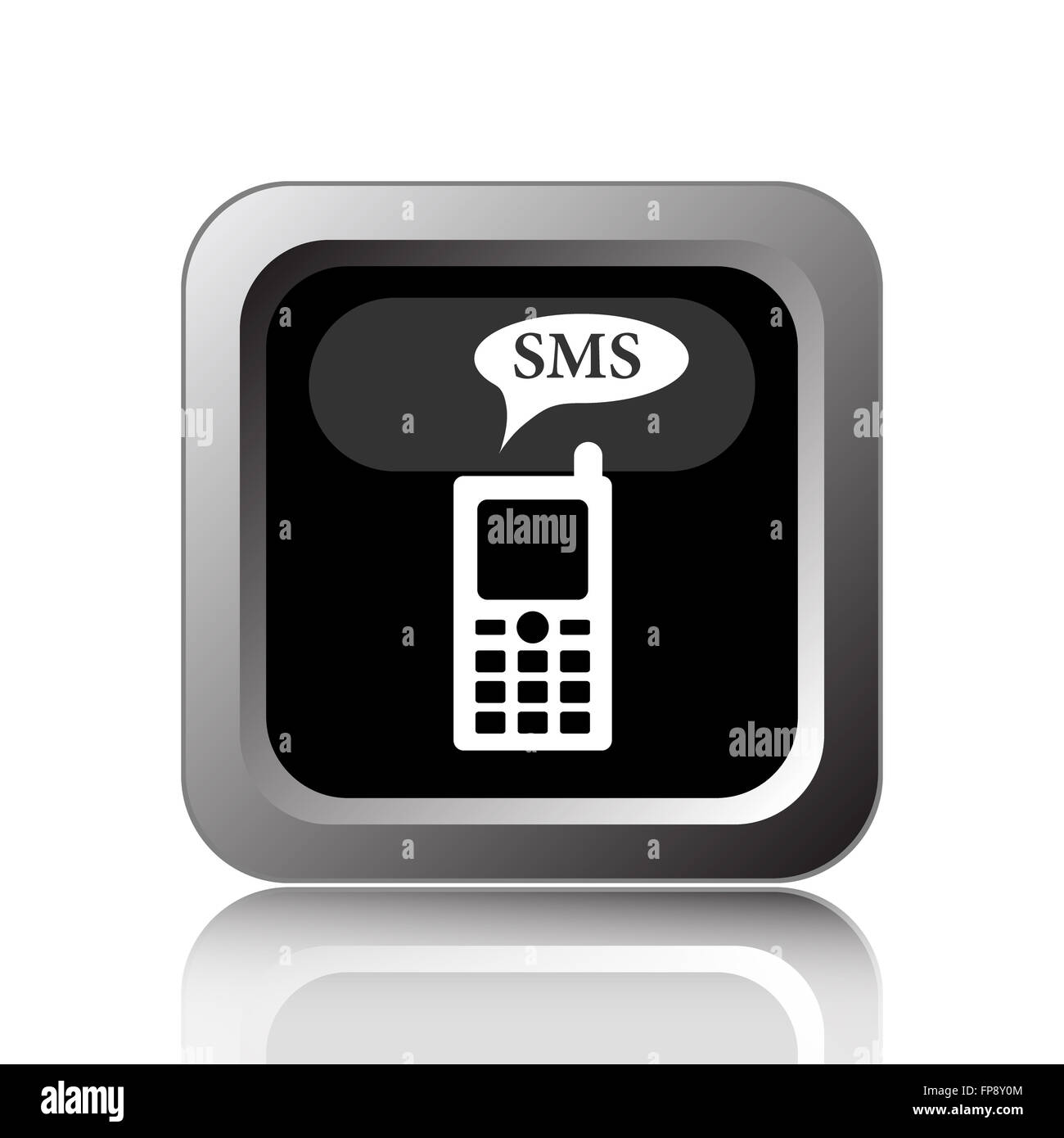 SMS icon. Internet button on white background Stock Photo - Alamy
