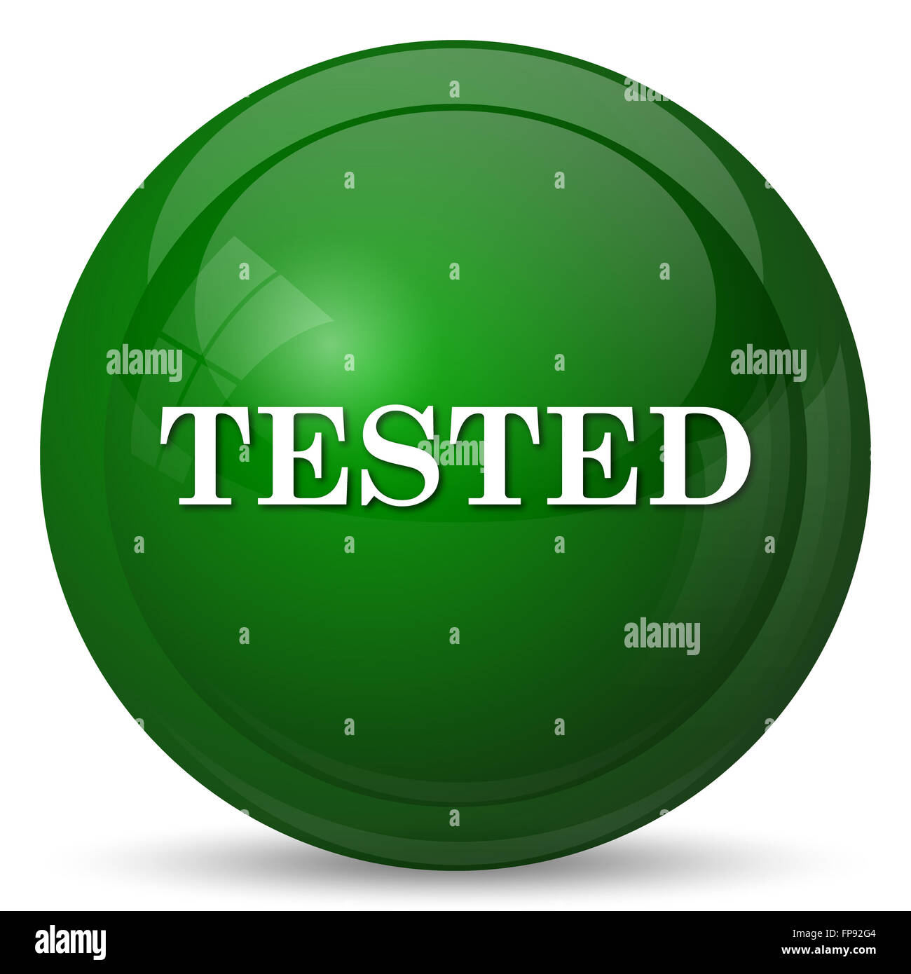Tested icon. Internet button on white background Stock Photo - Alamy