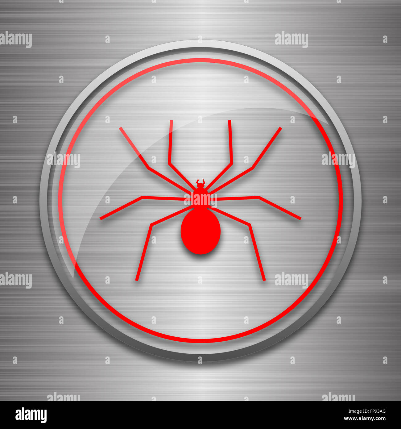 Spider icon. Internet button on metallic background Stock Photo - Alamy