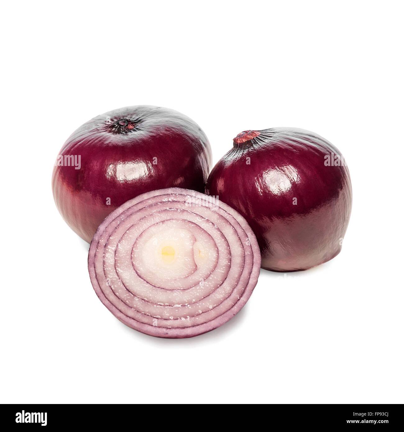Red onion on a white background. Stock Photo