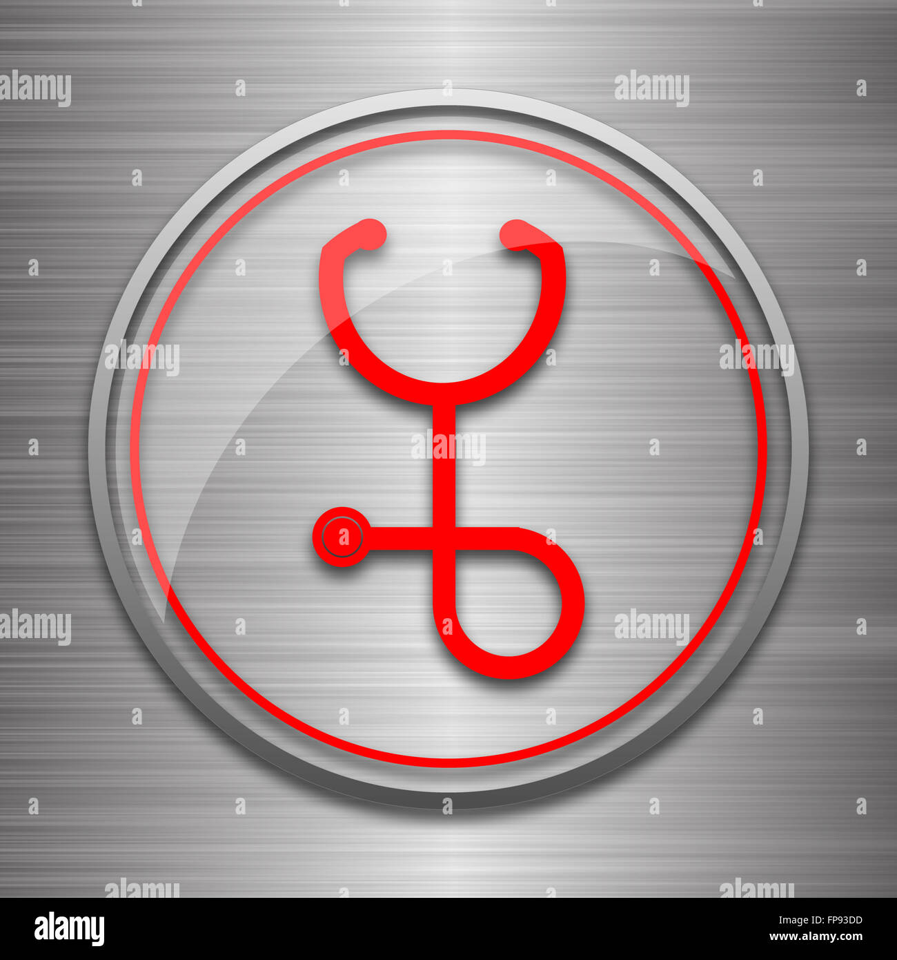 Stethoscope icon. Internet button on metallic background Stock Photo ...