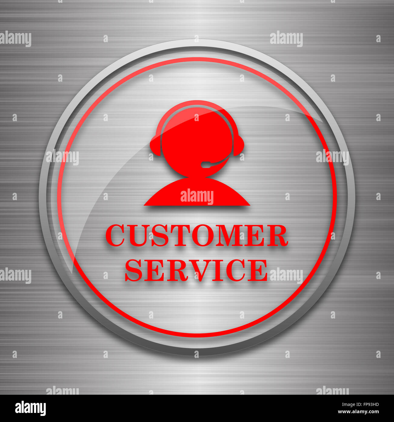 Customer service icon. Internet button on metallic background Stock ...