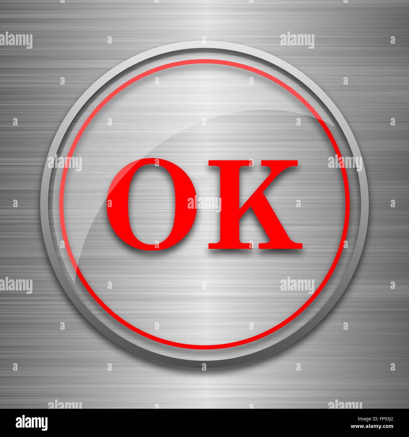 OK icon. Internet button on metallic background Stock Photo - Alamy