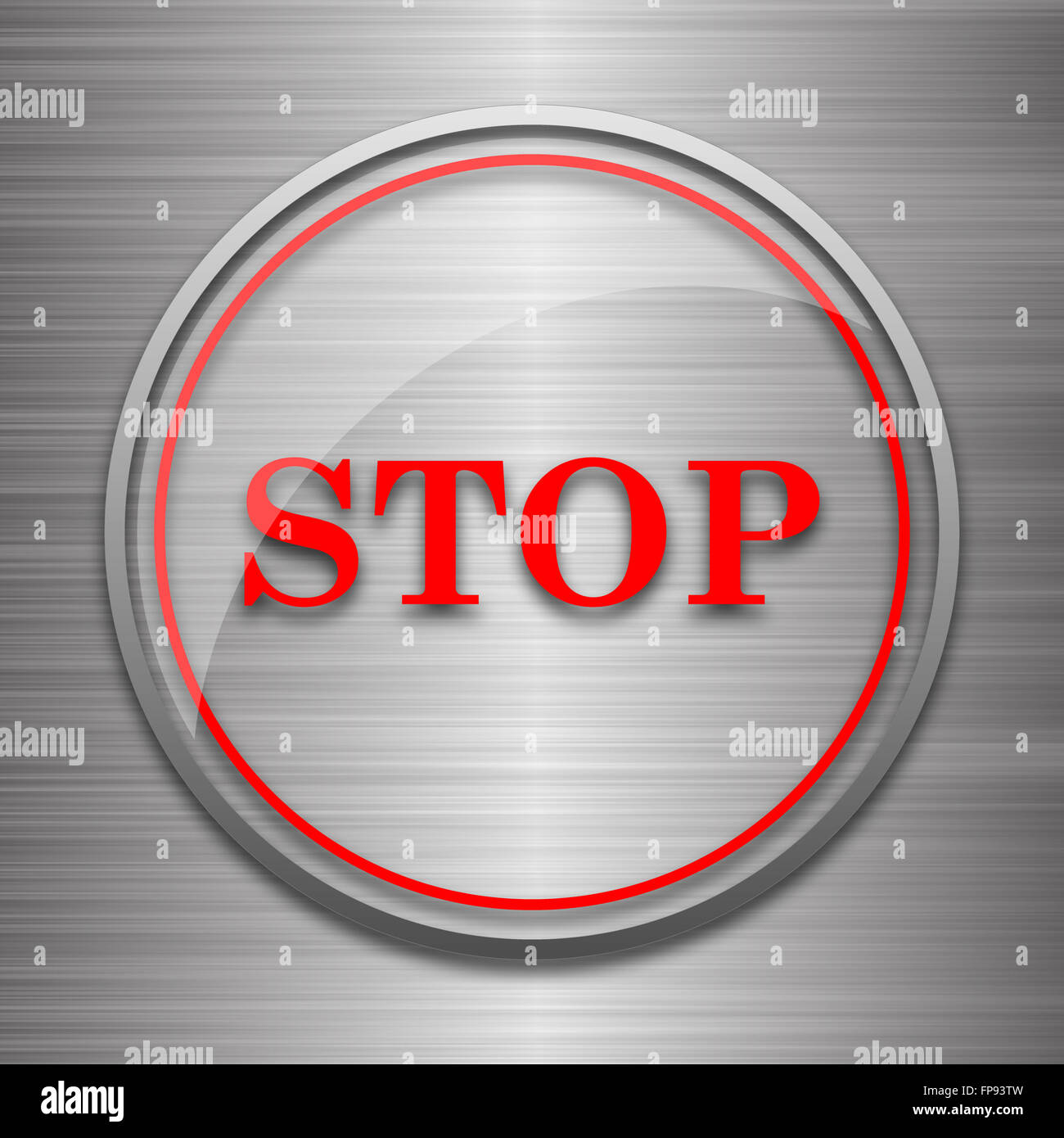 Stop icon. Internet button on metallic background Stock Photo - Alamy