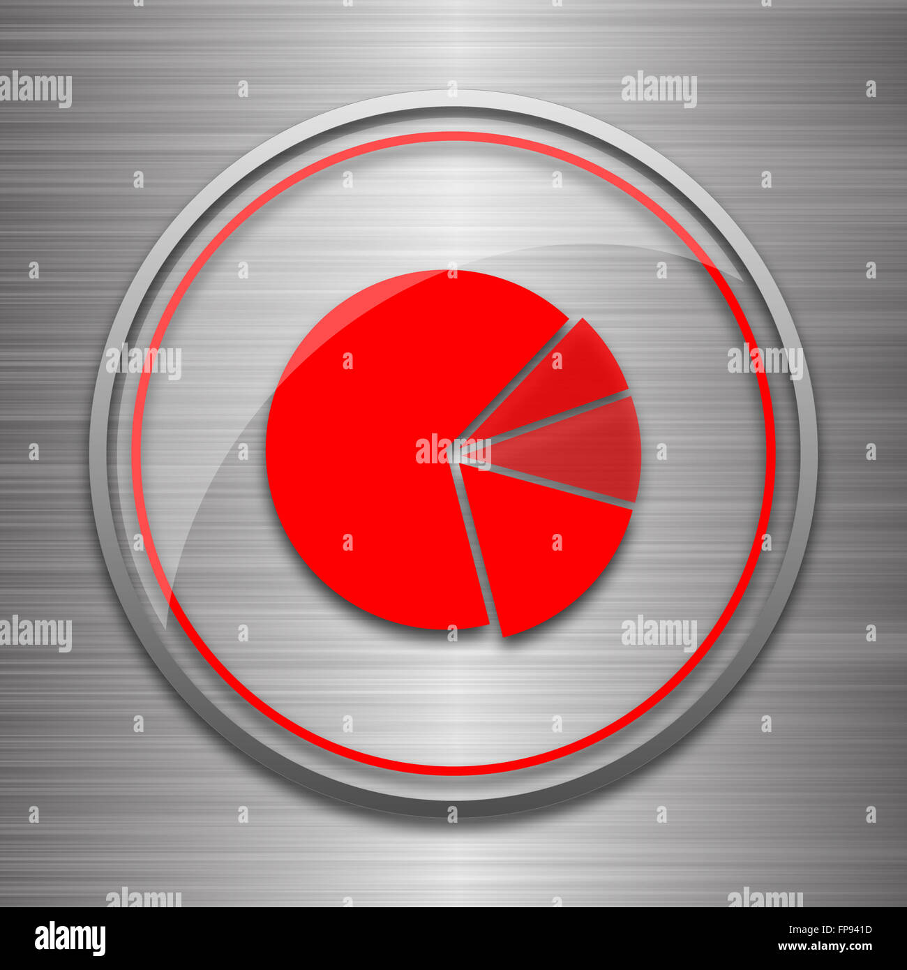 Chart pie icon. Internet button on metallic background Stock Photo - Alamy