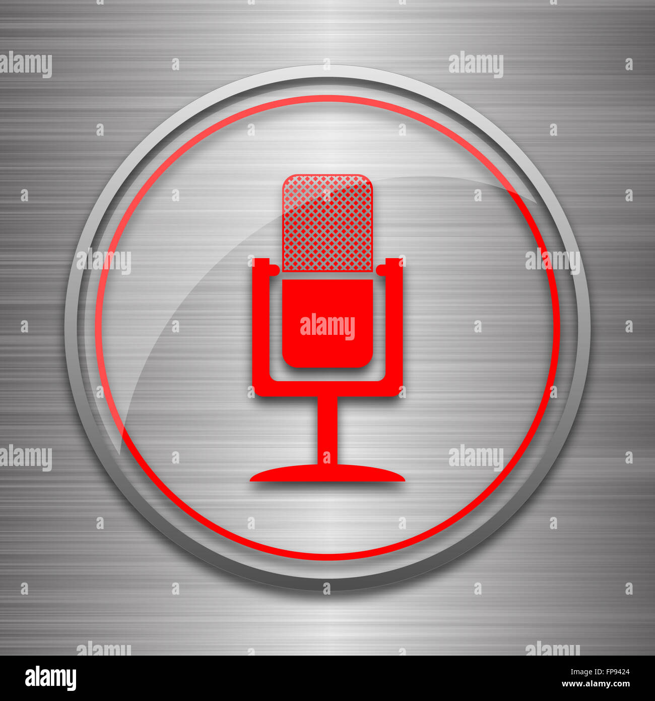 Microphone icon. Internet button on metallic background Stock Photo - Alamy