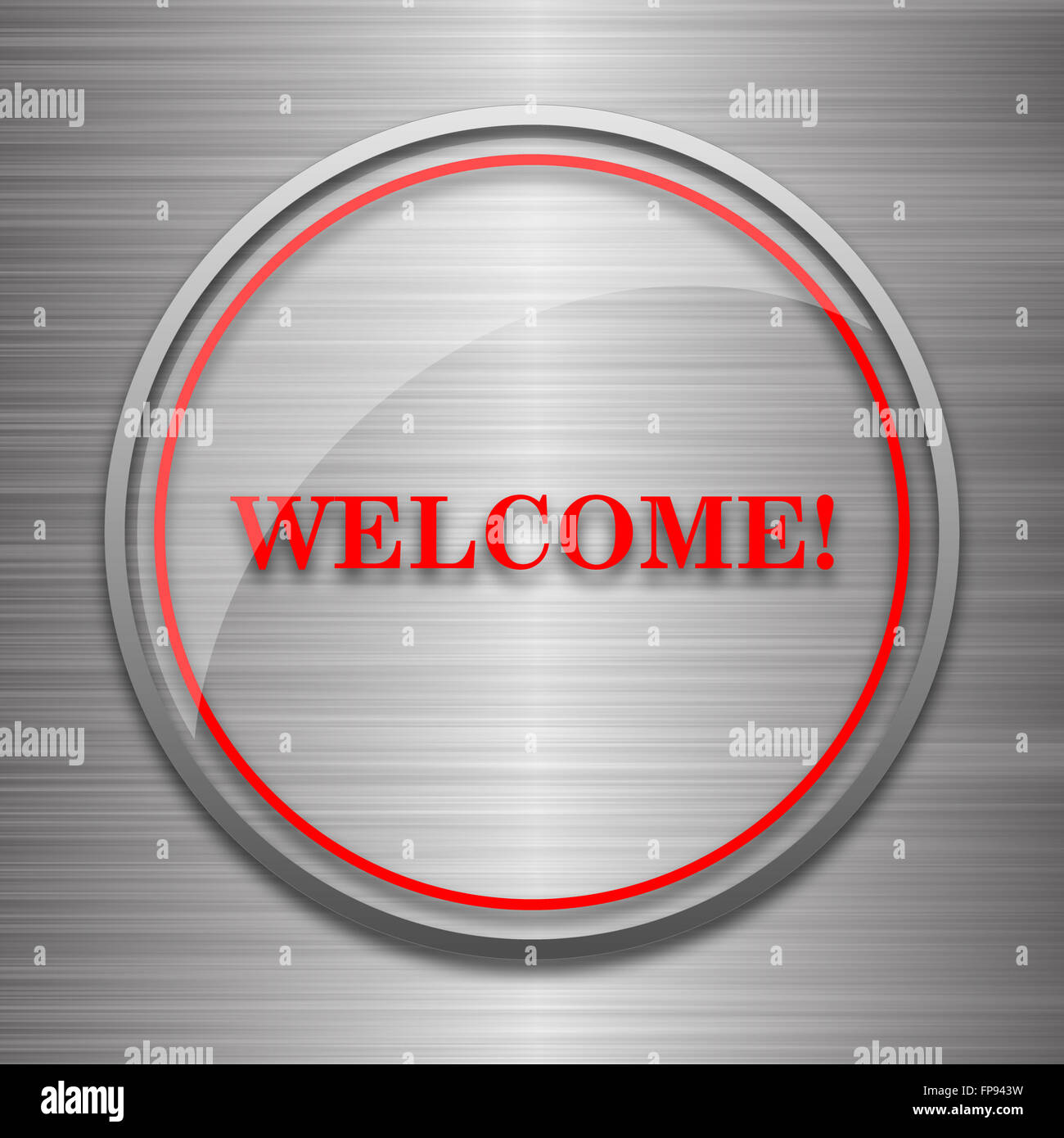 Welcome icon. Internet button on metallic background Stock Photo - Alamy