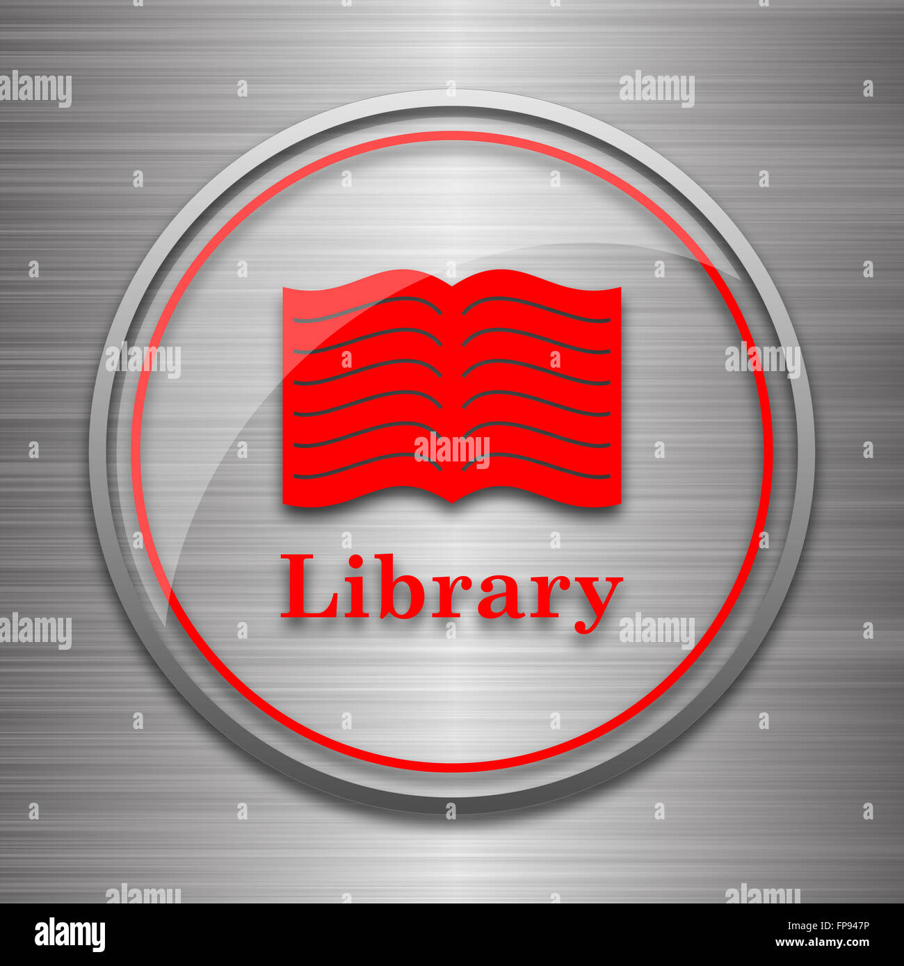 Library icon. Internet button on metallic background Stock Photo - Alamy