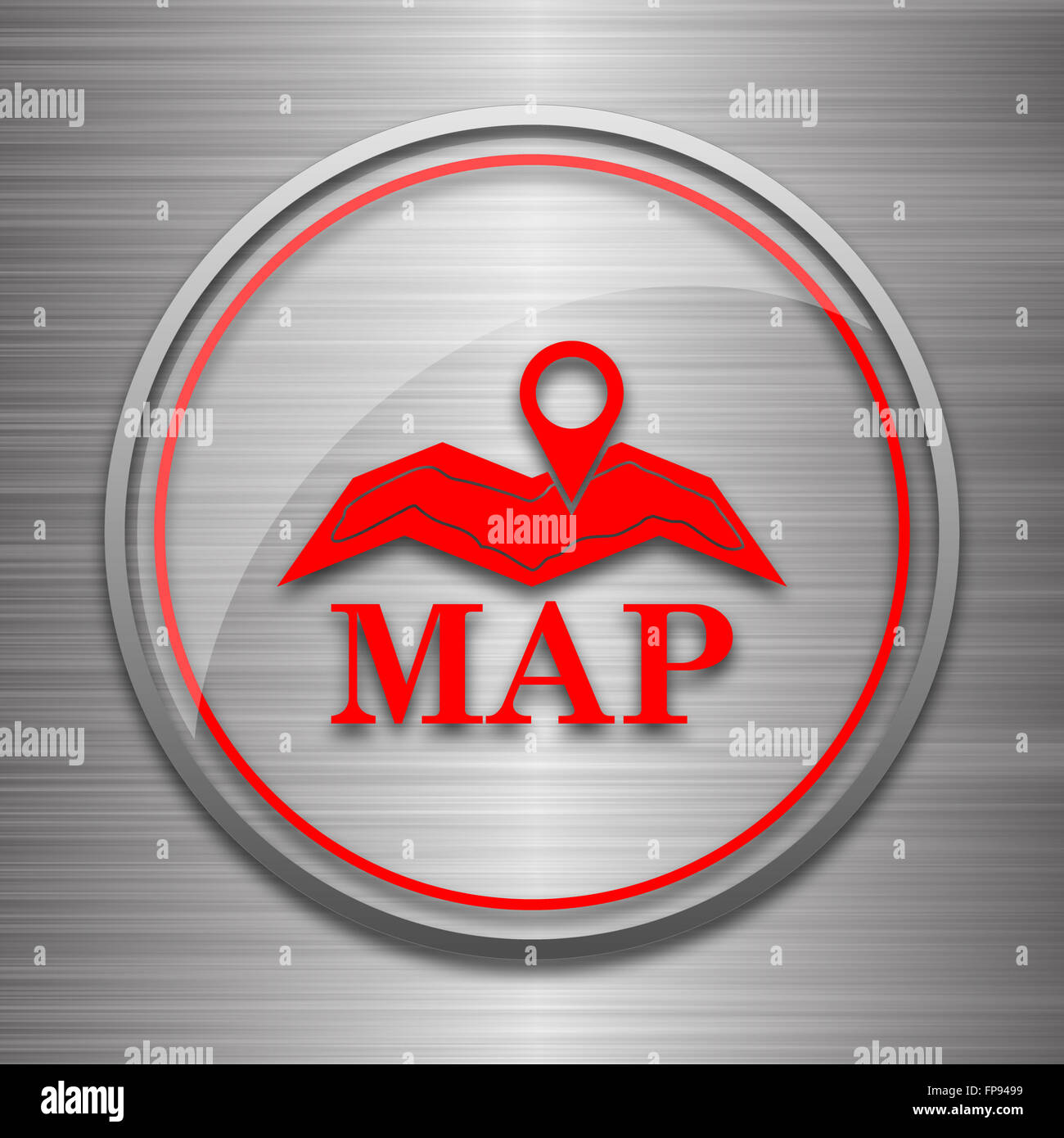 Map icon. Internet button on metallic background Stock Photo - Alamy