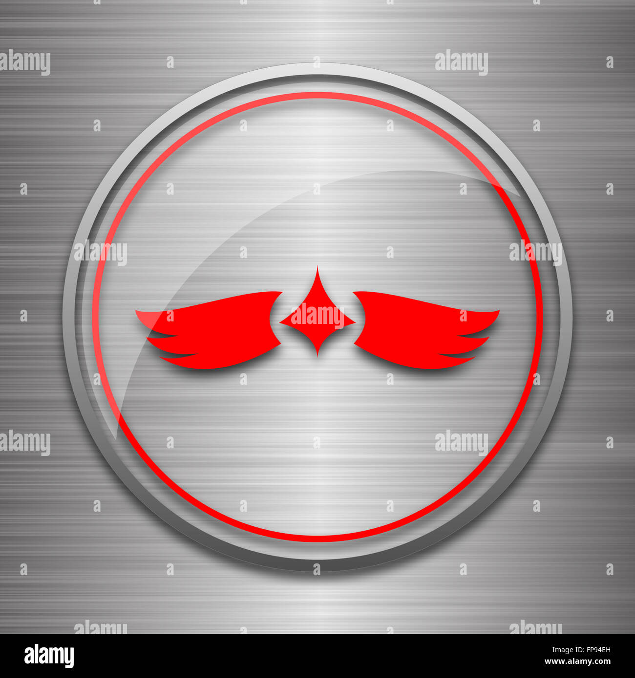 Wings icon. Internet button on metallic background Stock Photo - Alamy
