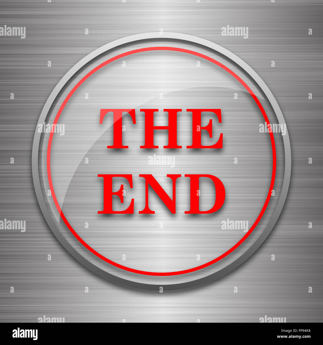The End icon. Internet button on metallic background Stock Photo - Alamy