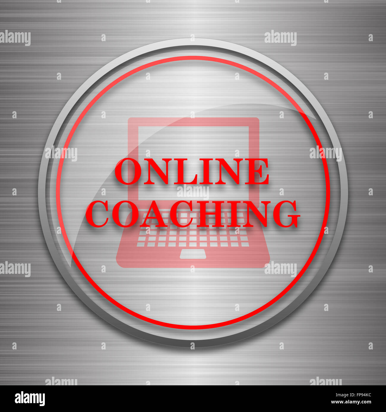 Online coaching icon. Internet button on metallic background Stock ...