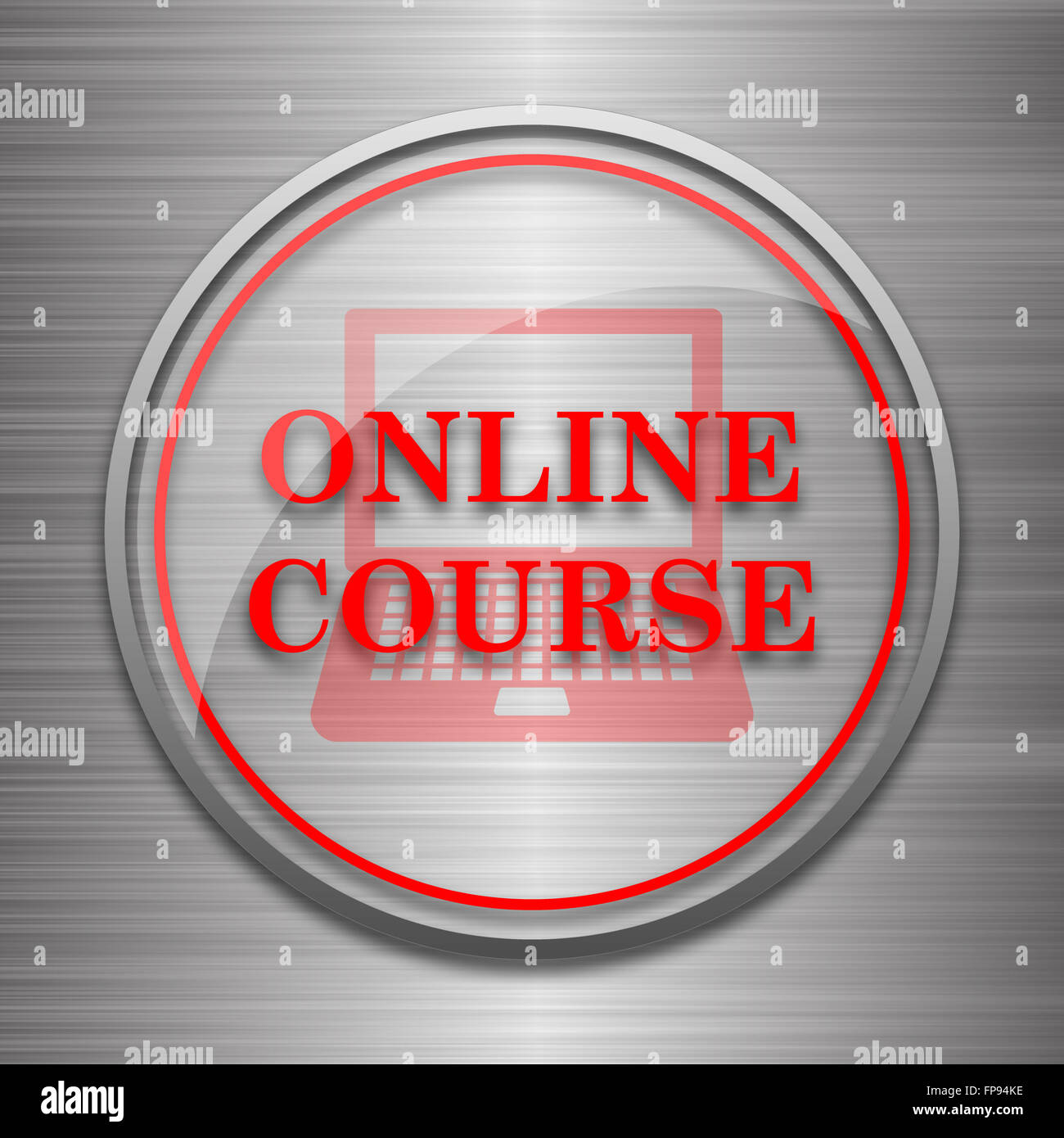 Online course icon. Internet button on metallic background Stock Photo ...