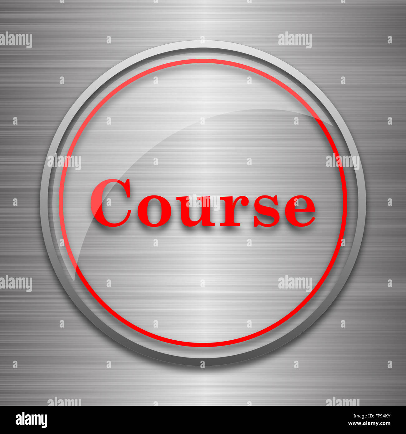 Course icon. Internet button on metallic background Stock Photo - Alamy