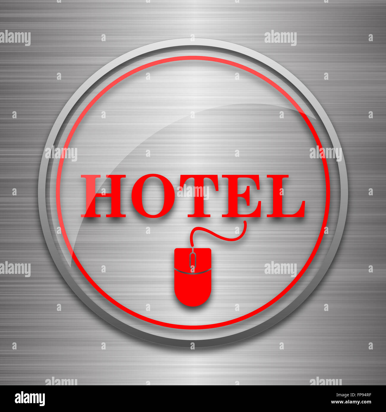 Hotel icon. Internet button on metallic background Stock Photo - Alamy