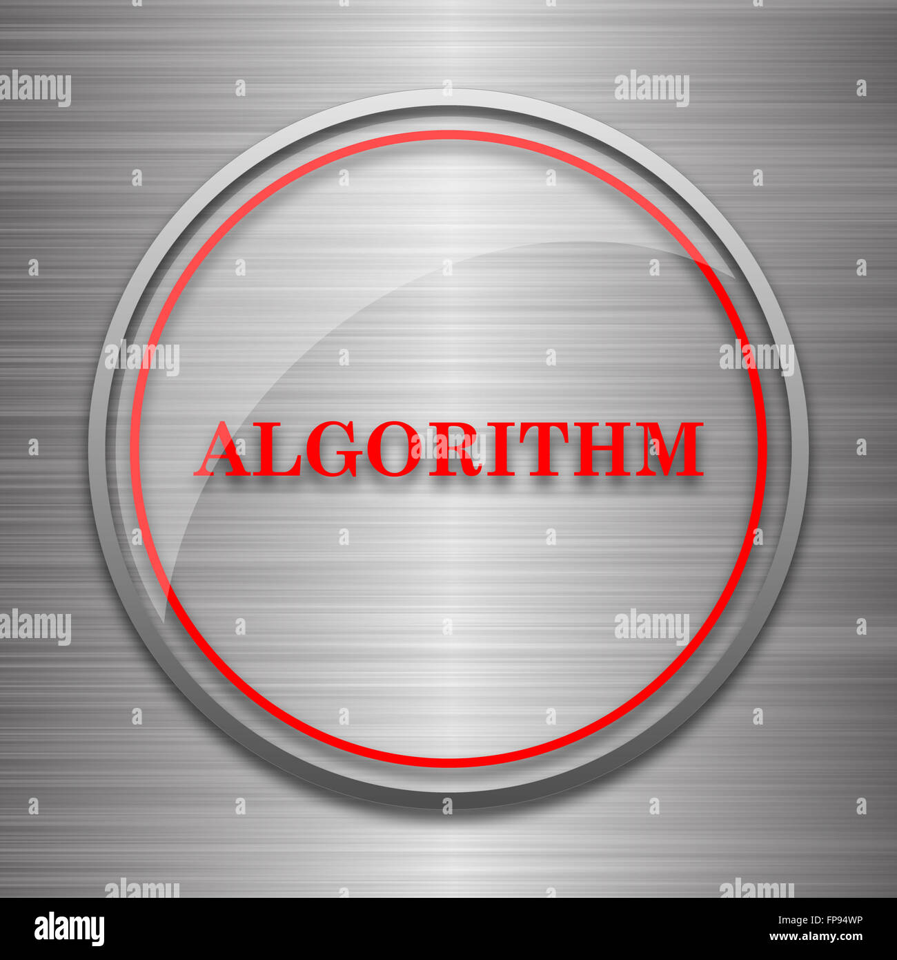 Algorithm icon. Internet button on metallic background Stock Photo - Alamy
