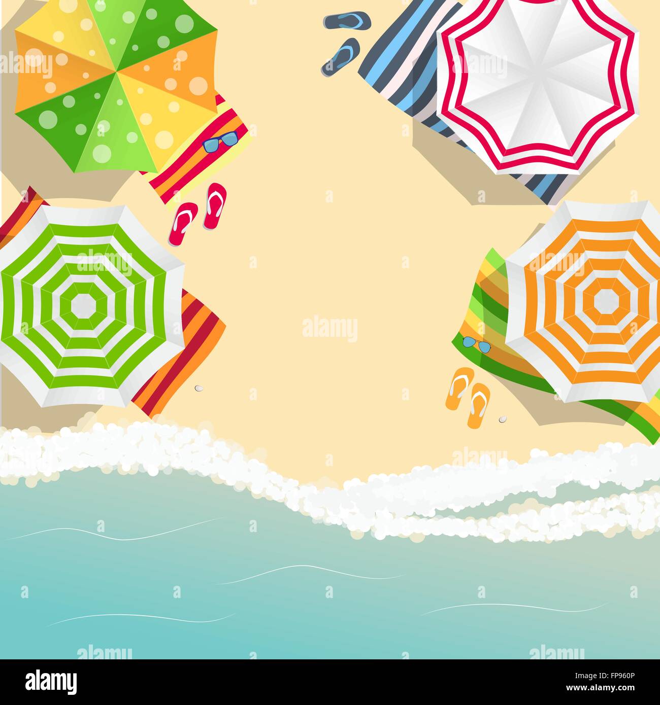 Summer Time Background. Sunny Beach in Flat Design Style Stock Vector ...