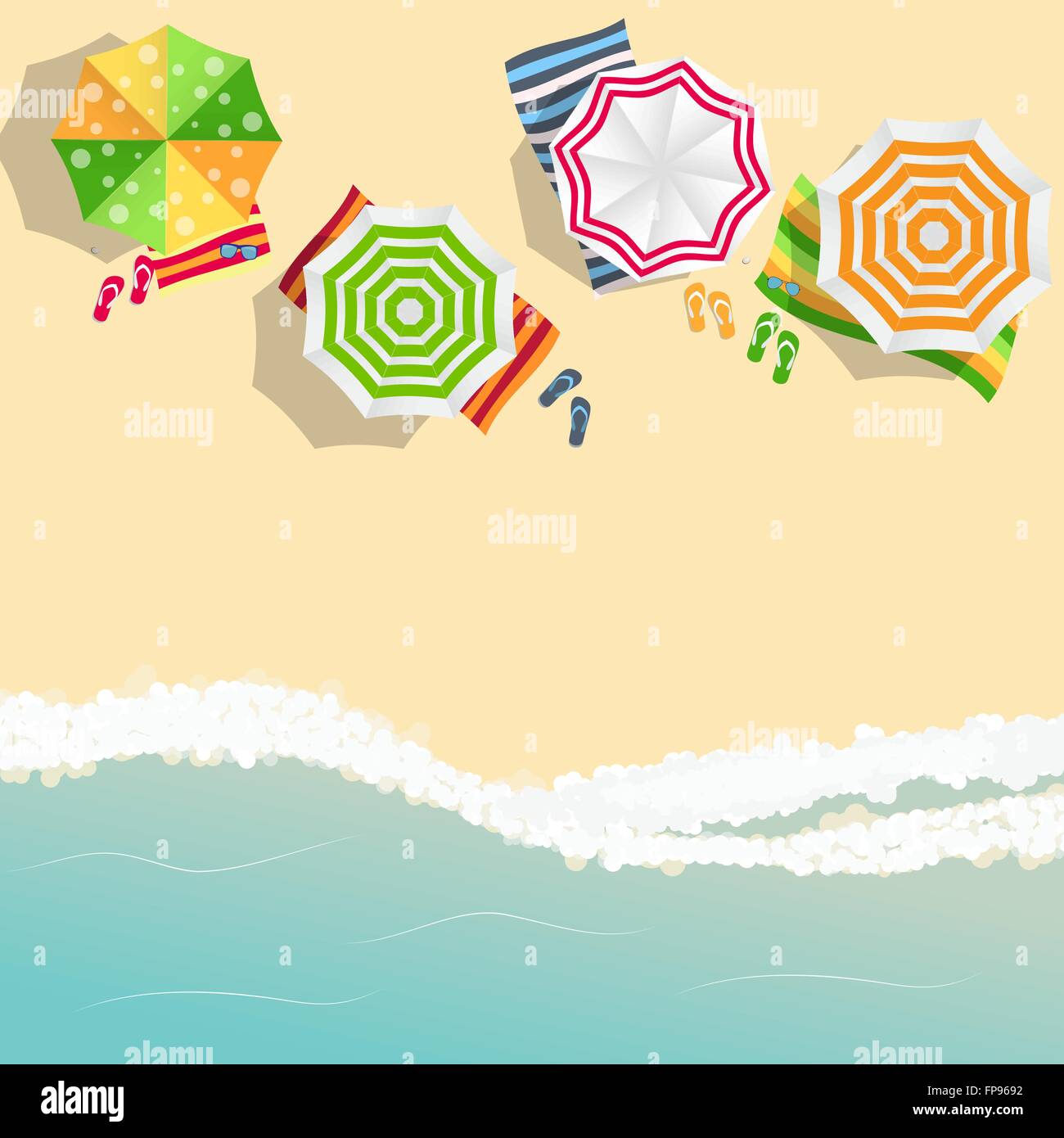 Summer Time Background. Sunny Beach in Flat Design Style Stock Vector ...