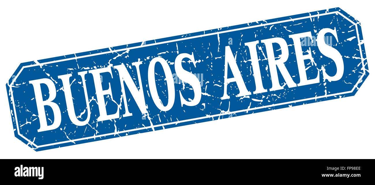 Buenos Aires blue square grunge retro style sign Stock Photo - Alamy