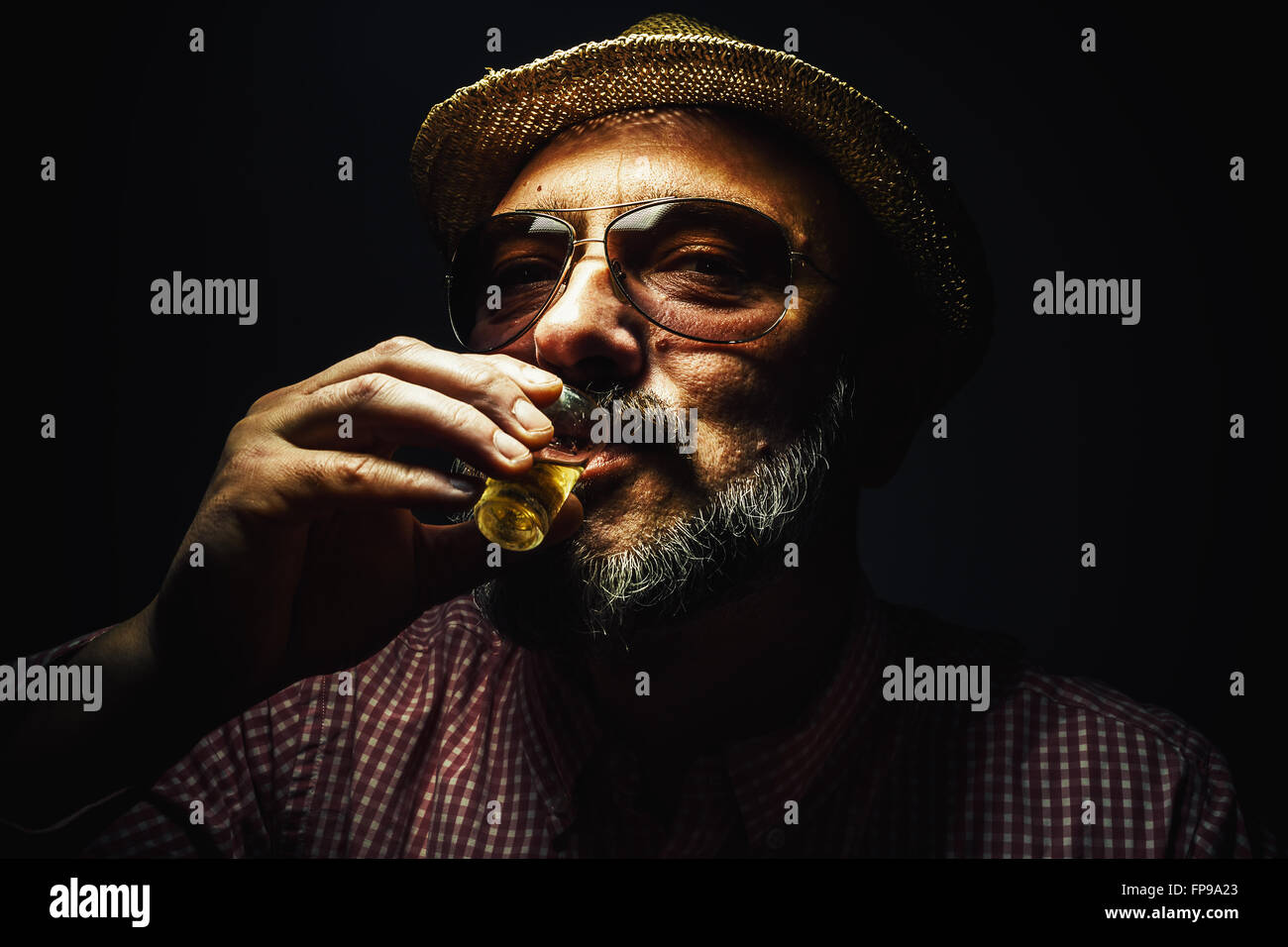 alcohol and beverage concept - older man smelling red wine Stock Photo ...