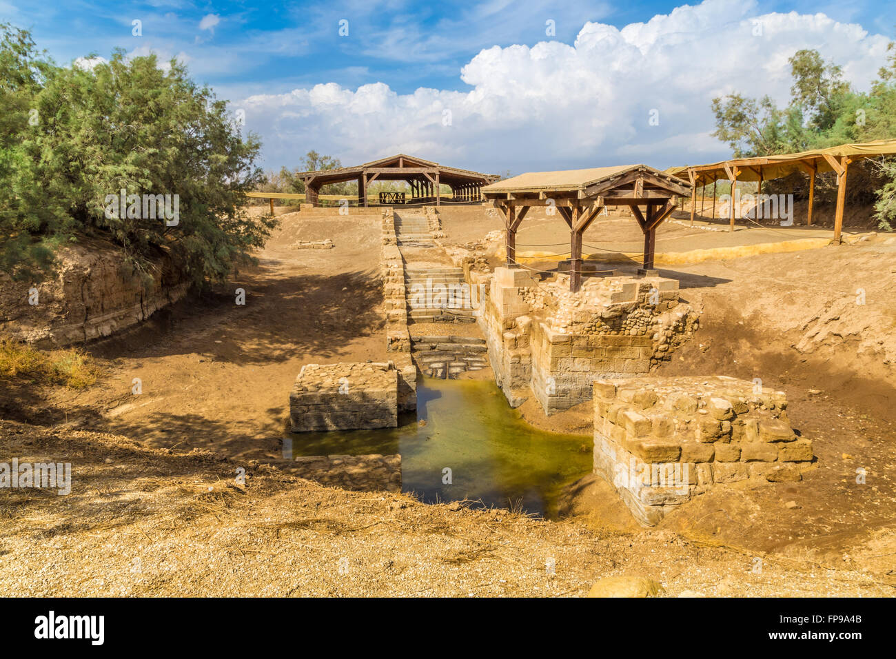 The site where Jeasus was baptized in river Jordan Stock Photo