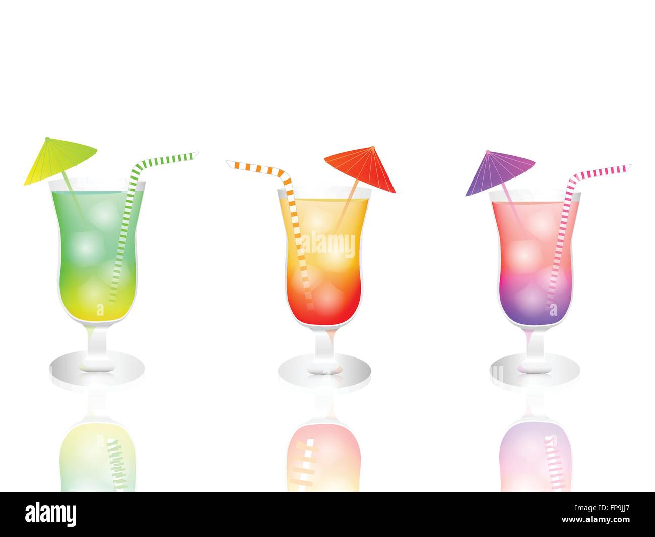 Illustration of tropical drinks isolated on a white background. Stock Vector