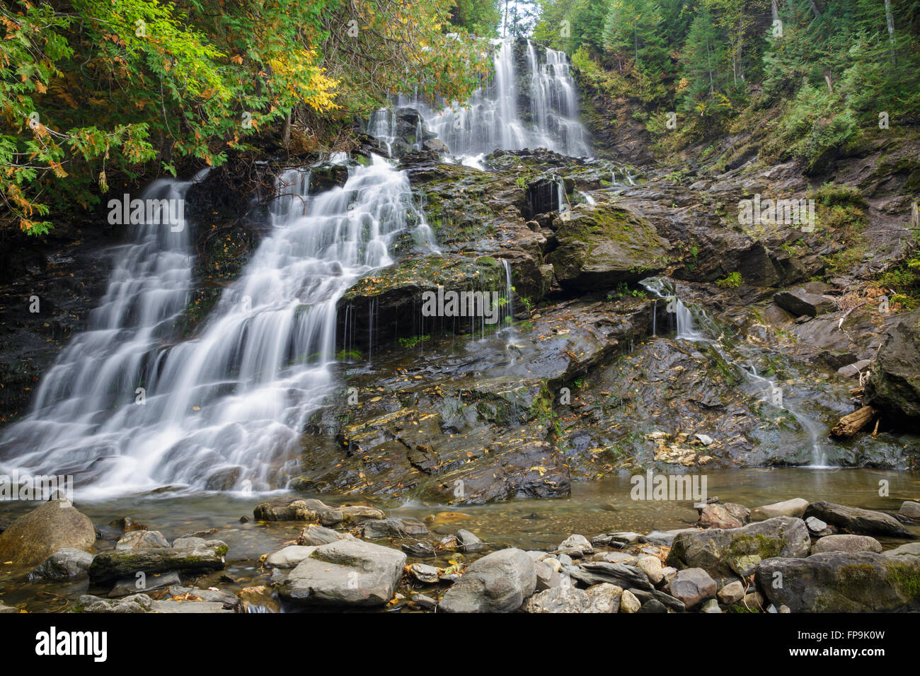 Beaver Brook Falls Natural Area in Colebrook, New Hampshire USA during