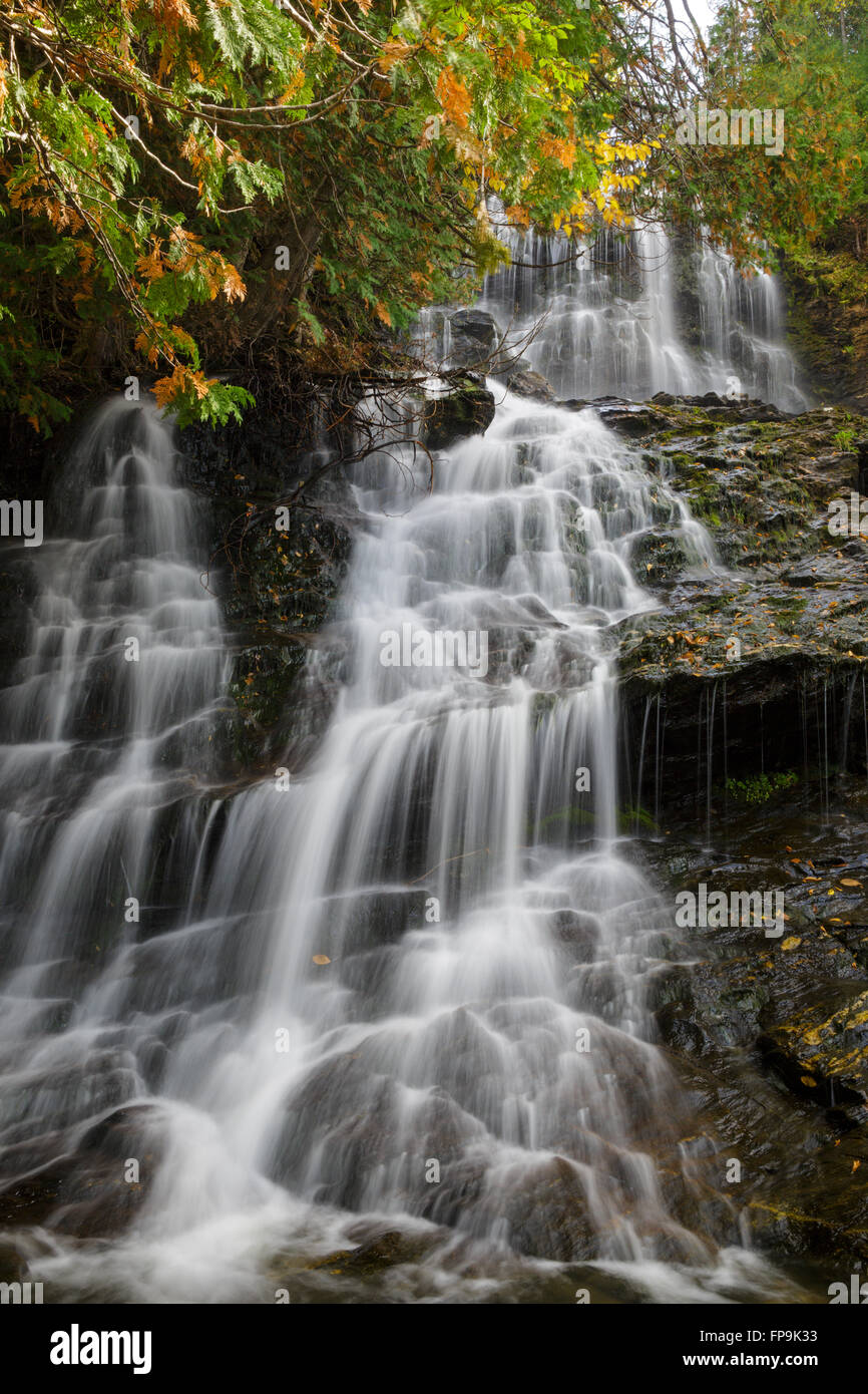 Beaver Brook Falls Natural Area in Colebrook, New Hampshire USA during