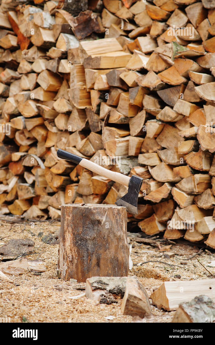 Of woodcutter axe Stock Photo