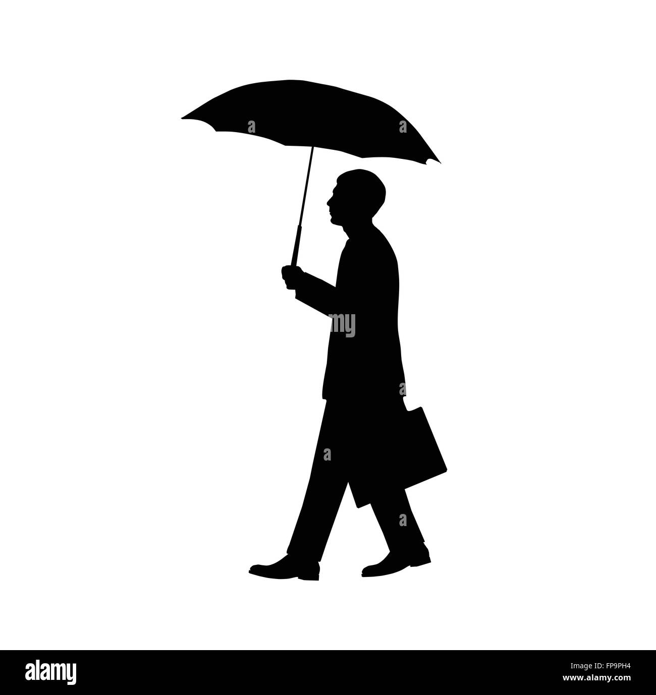 Businessman walking with briefcase and umbrella Stock Vector Image ...