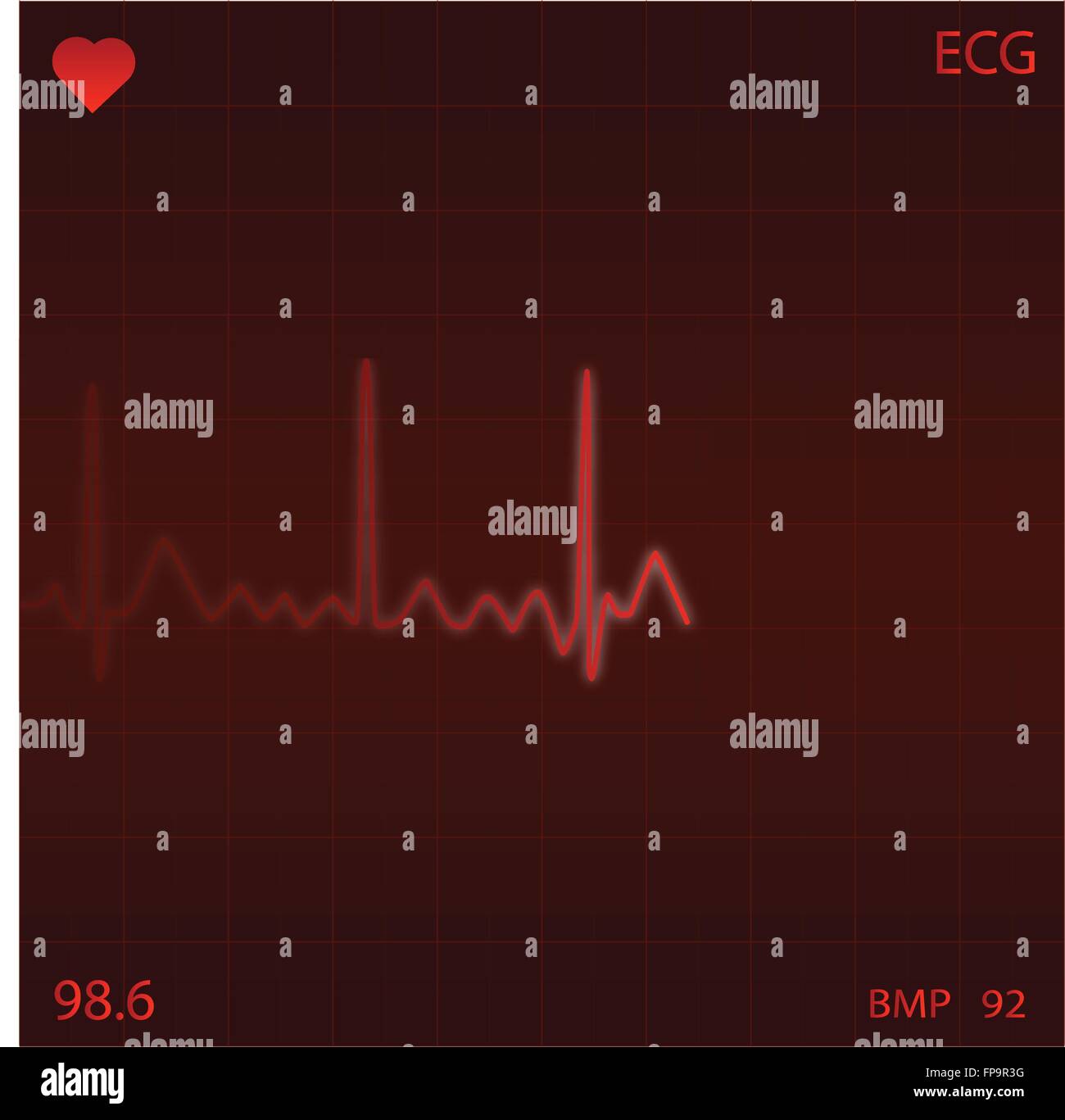 Image of a red ECG heart monitor background. Stock Vector